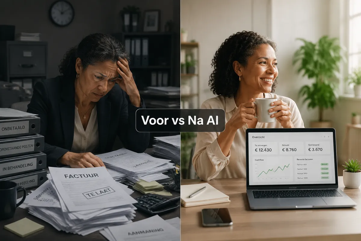 Administratie voor en na automatisering met AI