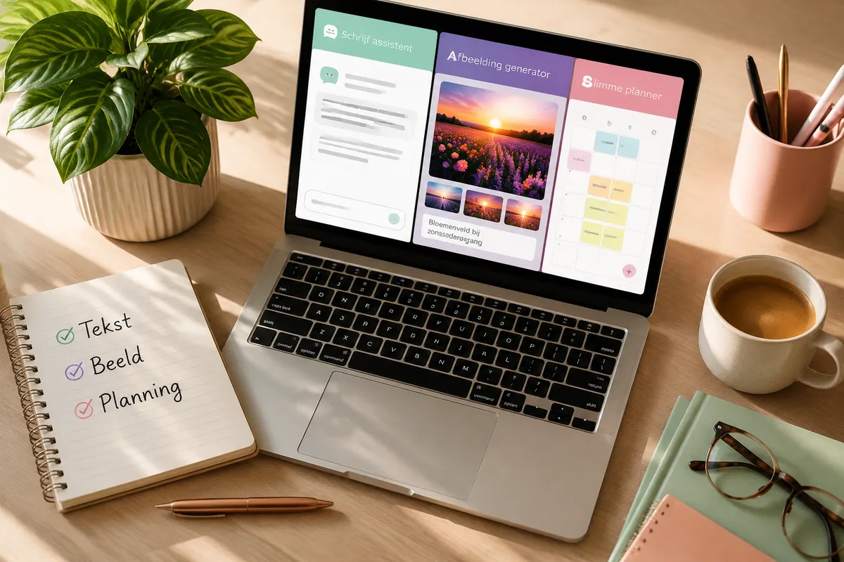 AI-tools voor kleine bedrijven naast elkaar op een laptop