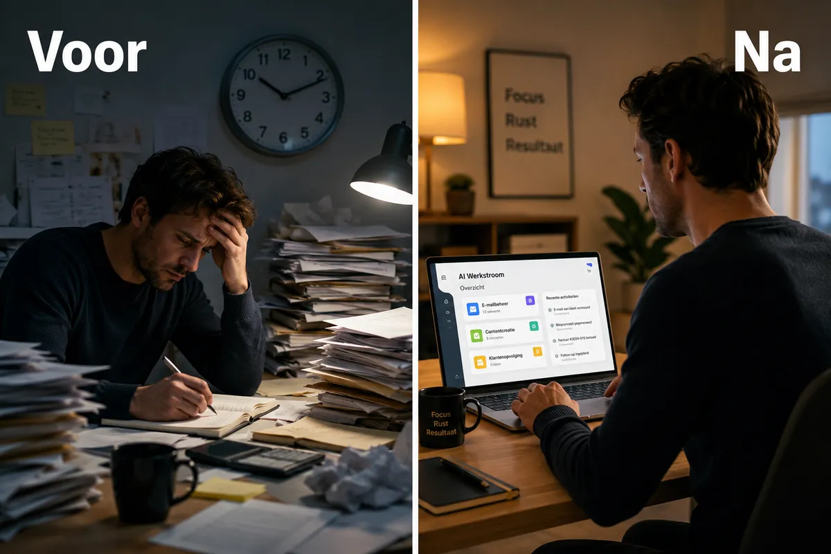 Werk voor en na het gebruik van AI-tools bij een kleine ondernemer