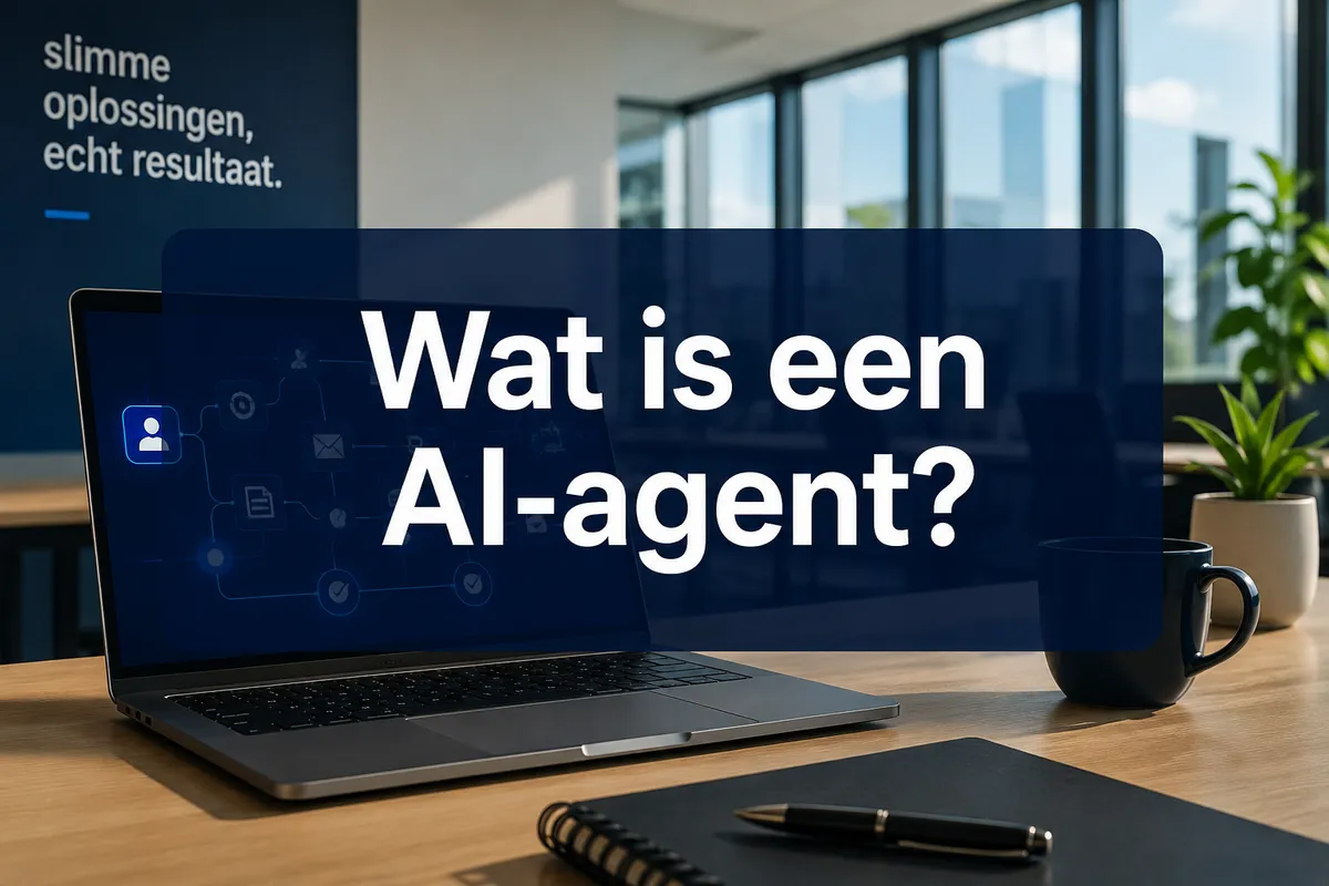 Wat is een AI-agent, weergegeven op een laptop