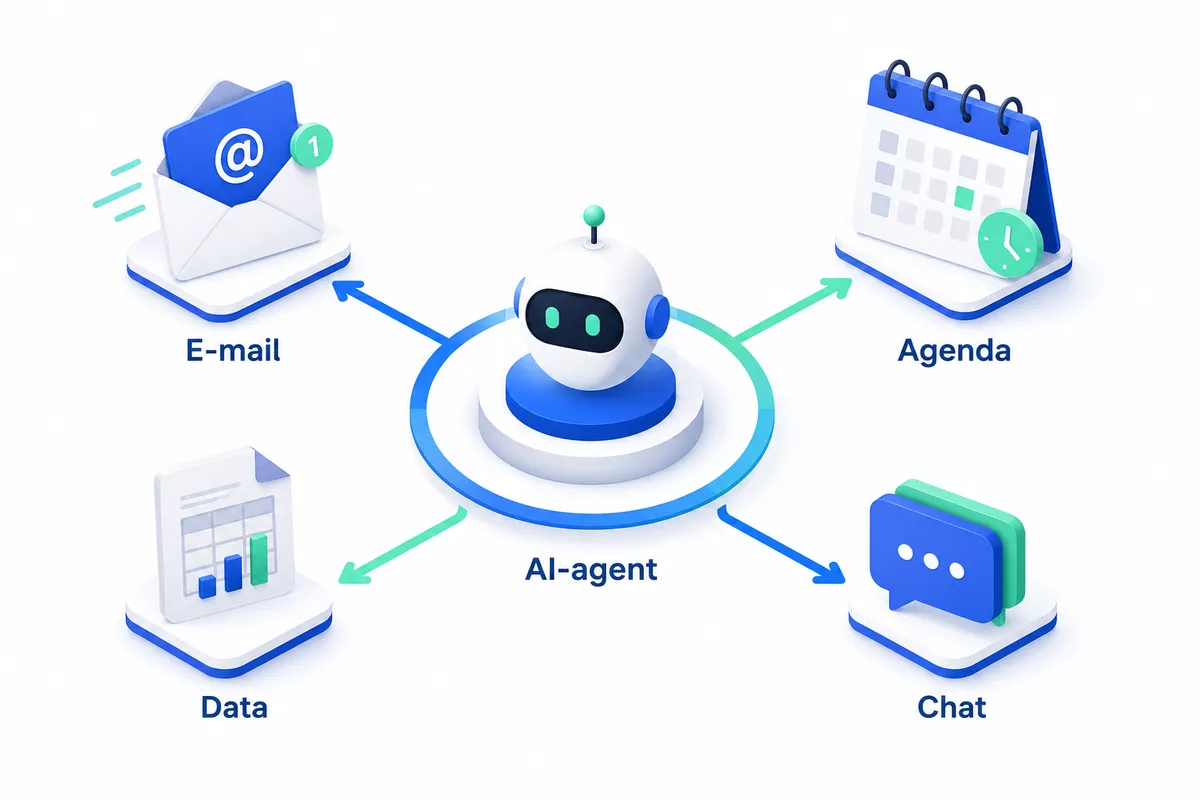 Een AI-agent verbindt e-mail, agenda, data en chat
