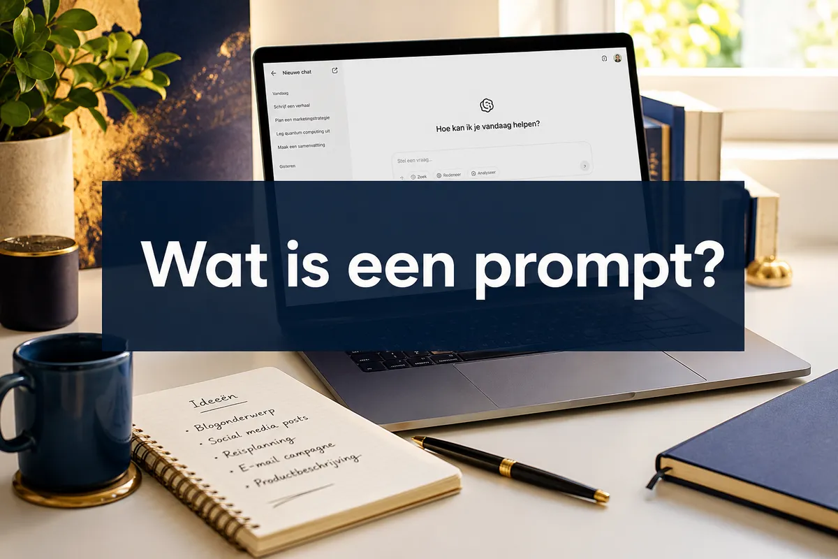 Wat is een prompt, weergegeven op een laptop met chatinterface