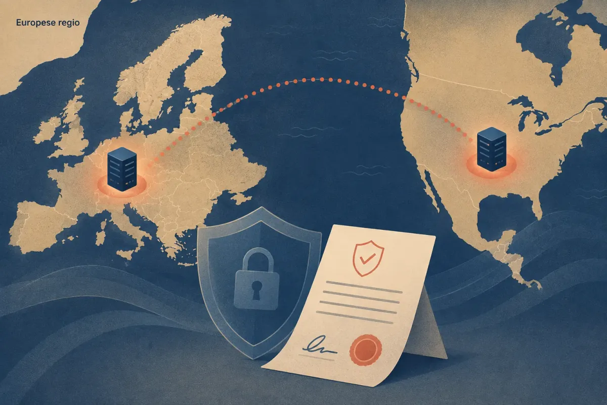 Serverruimte in Europa waar klantgegevens worden bewaard