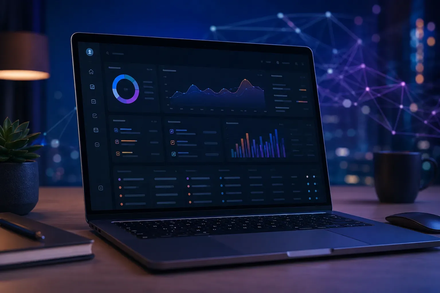 Laptop met een projectmanagement-dashboard met taken en planning