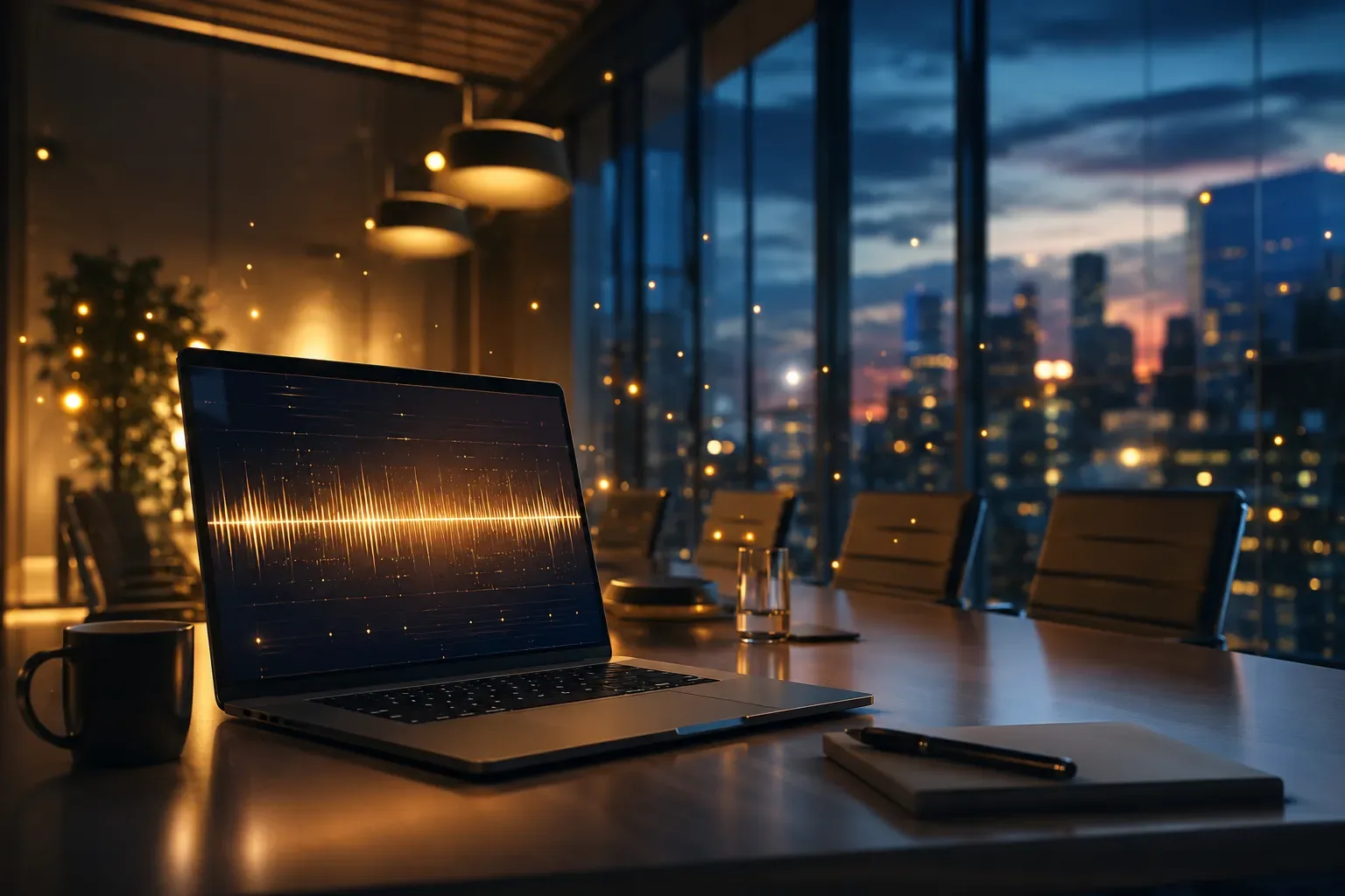 Laptop met notulen van een online vergadering op het scherm
