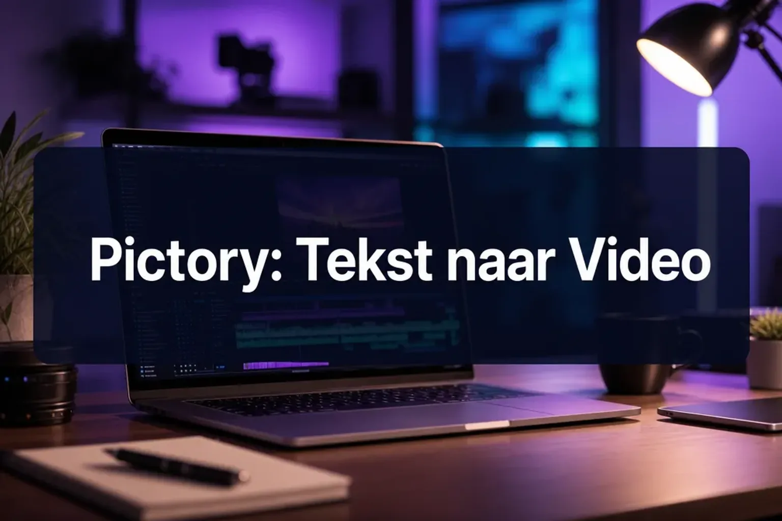 Laptop met een tool die een artikel omzet naar video op het scherm